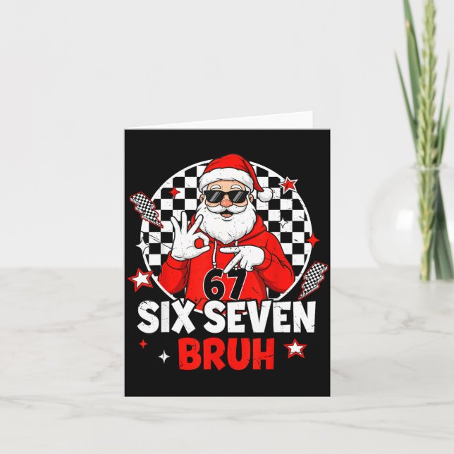 Funny 67 Meme Six Seven Christmas Bruh Santa Kids  Card (Front)