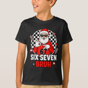 Funny 67 Meme Six Seven Christmas Bruh Santa Kids  T-Shirt
