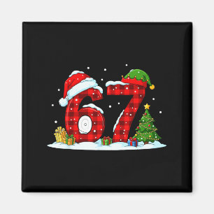 Funny 67 Meme Six Seven Christmas Buffalo Red Plai Magnet