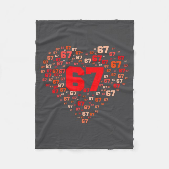 Funny 67 Meme Six Seven Heart Matching Couples Val Fleece Blanket (Front)