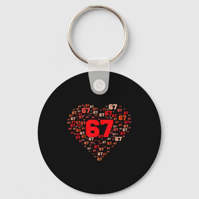 Funny 67 Meme Six Seven Heart Matching Couples Val Key Ring (Front)