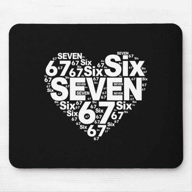 Funny 67 Meme Six Seven Heart Matching Couples Val Mouse Pad (Front)