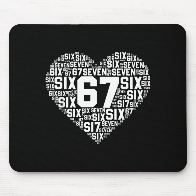 Funny 67 Meme Six Seven Heart Matching Couples Val Mouse Pad (Front)