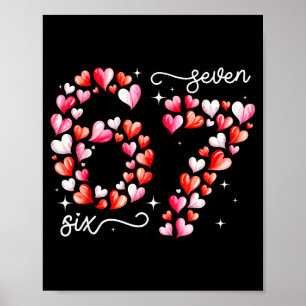 Funny 67 Meme Six Seven Heart Matching Couples Val Poster