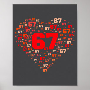 Funny 67 Meme Six Seven Heart Matching Couples Val Poster