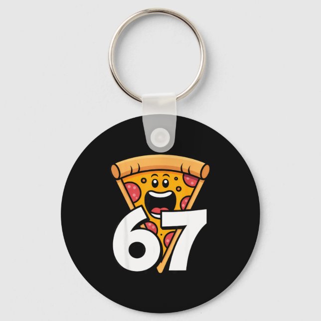 Funny 67 Meme Six Seven Humor Food Zza  Key Ring (Front)