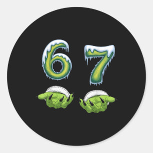 Funny 67 Meme Six Seven Scary Monster Hands Christ Classic Round Sticker