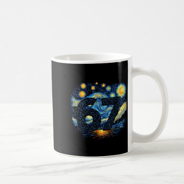 Funny 67 Meme Six Seven Starry Art Night  Coffee Mug (Right)