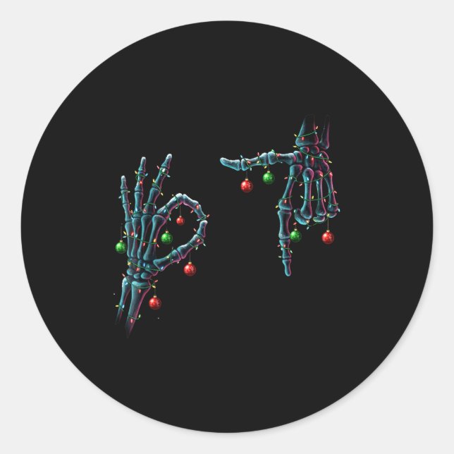 Funny 67 Meme Skeleton 67 Christmas Holiday Women  Classic Round Sticker (Front)