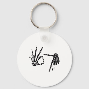Funny 67 Meme Skeleton Hand 6 7 Halloween Six Seve Key Ring