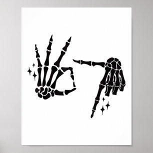Funny 67 Meme Skeleton Hand 6 7 Halloween Six Seve Poster