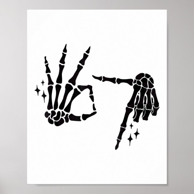 Funny 67 Meme Skeleton Hand 6 7 Halloween Six Seve Poster (Front)