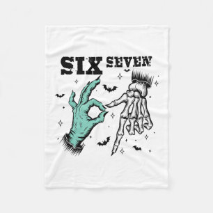 Funny 67 Meme Spooky Skeleton Six Seven Gen Alpha Fleece Blanket