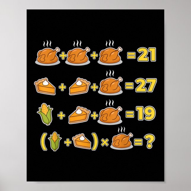 Funny 67 Meme Thanksgiving Math Logic Puzzle Turke Poster (Front)
