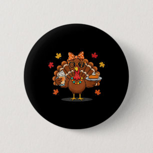Funny 67 Meme Thanksgiving Turkey With Pumpkin Pie 6 Cm Round Badge