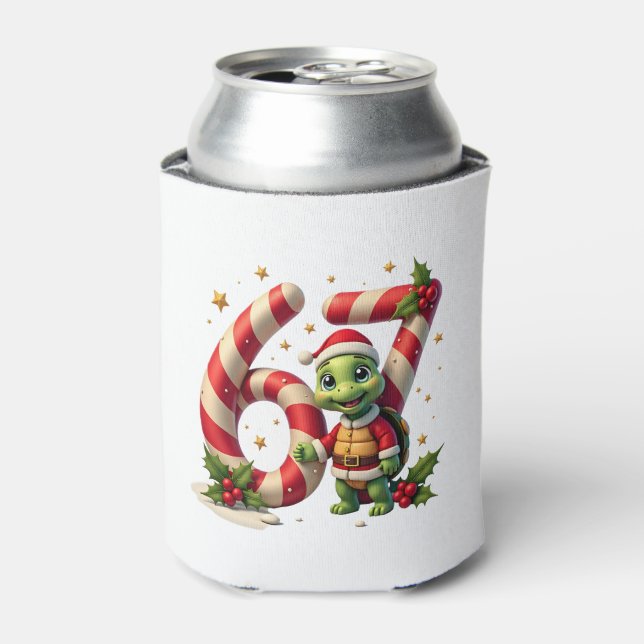 Funny 67 Meme Turtle Christmas PJm Men Women Famil Can Cooler (Can Front)