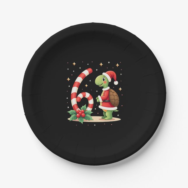 Funny 67 Meme Turtle Christmas PJm Men Women Famil Paper Plate (Front)