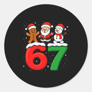 Funny 67 Meme Xmas Six Seven Santa Snowman Christm Classic Round Sticker