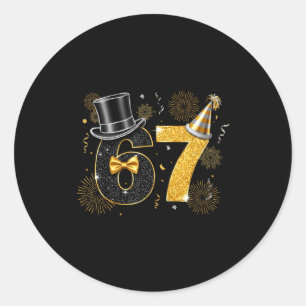 Funny 67 New Year Six Seven Meme Happy New Year 20 Classic Round Sticker