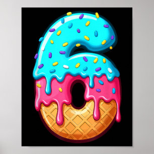 Funny 67 Number 6 Ice Cream Drip Meme Matching Gro Poster