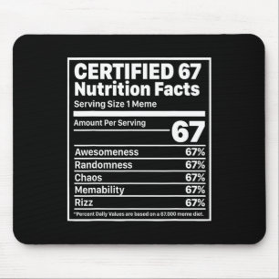 Funny 67 Nutrition Facts Six Seven Gen Z Alpha Sla Mouse Pad