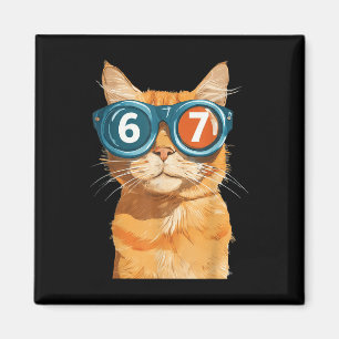 Funny 67 Orange Cat Meme Six Seven Matching Cats M Magnet