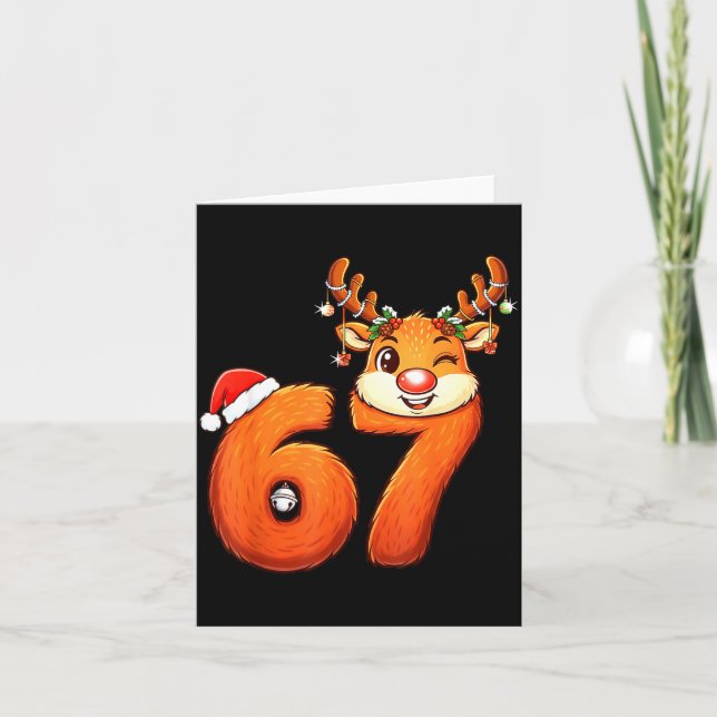 Funny 67 Reindeer Christmas Six Seven Meme 6 7 Tee Card (Front)