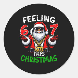Funny 67 Santa Christmas Shirts Kids Teen Boys 6-7 Classic Round Sticker