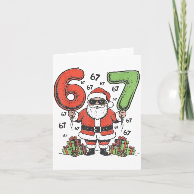 Funny 67 Santa Six Seven Christmas 67 Meme Bruh Bo Card (Front)