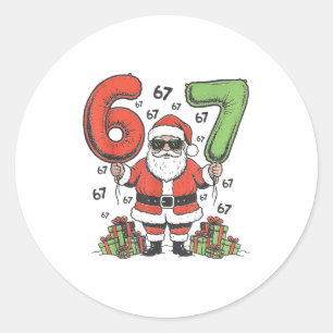 Funny 67 Santa Six Seven Christmas 67 Meme Bruh Bo Classic Round Sticker