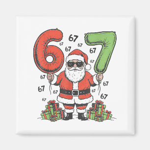 Funny 67 Santa Six Seven Christmas 67 Meme Bruh Bo Magnet