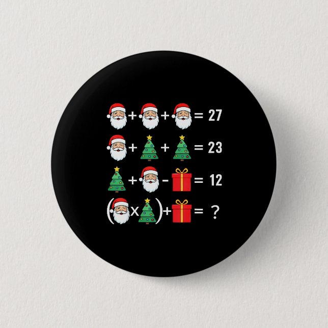 Funny 67 Santa Tree Math Teacher Christmas Xmas Hu 6 Cm Round Badge (Front)