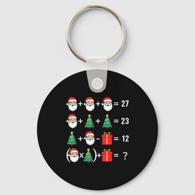 Funny 67 Santa Tree Math Teacher Christmas Xmas Hu Key Ring (Front)
