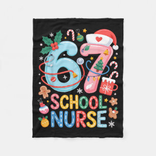 Funny 67 School Nurse Christmas Xmas Meme Holiday Fleece Blanket