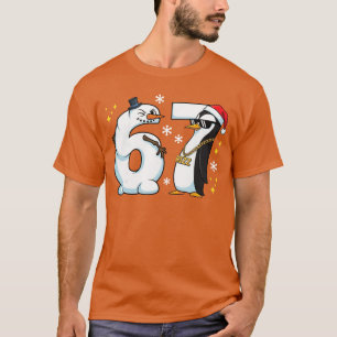 Funny 67 Si Seven Meme Snowman Rizz Penguin family T-Shirt