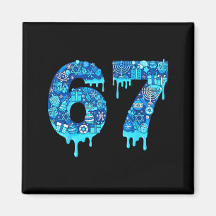 Funny 67 Six Seven 6 7 Happy Hanukkah Jewish Chanu Magnet