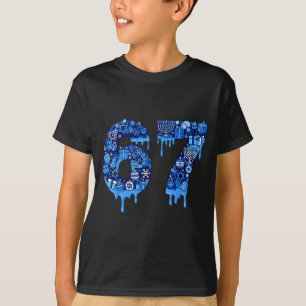 Funny 67 Six Seven 6 7 Happy Hanukkah Jewish Chanu T-Shirt