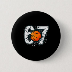 Funny 67 Six Seven Basketball 6 7 Meme Gen Alpha  6 Cm Round Badge