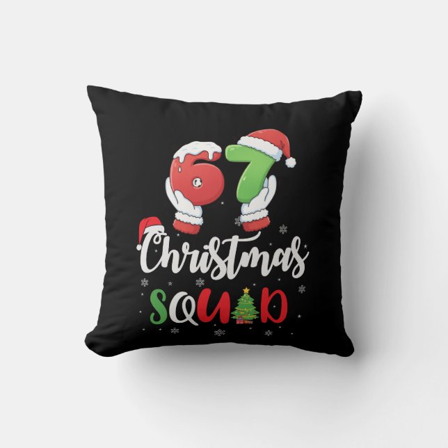 Funny 67 Six Seven Brianrot Christmas Squad Cushion (Front)