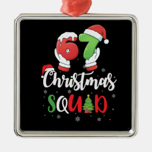 Funny 67 Six Seven Brianrot Christmas Squad Metal Tree Decoration