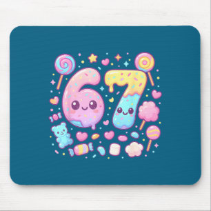 Funny 67 Six Seven Candy 6 7 Meme Gen Alpha Kawaii Mouse Pad