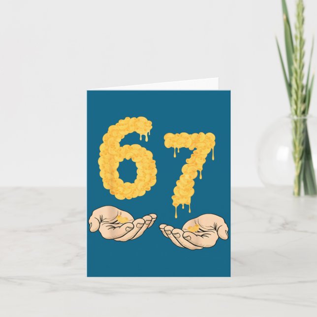 Funny 67 Six Seven Cheesy Mac &amp; Cheese 6 7 Kid Card (Front)