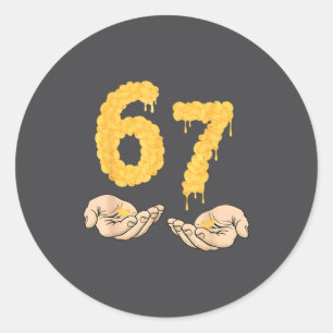 Funny 67 Six Seven Cheesy Mac &amp; Cheese 6 7 Kid Classic Round Sticker