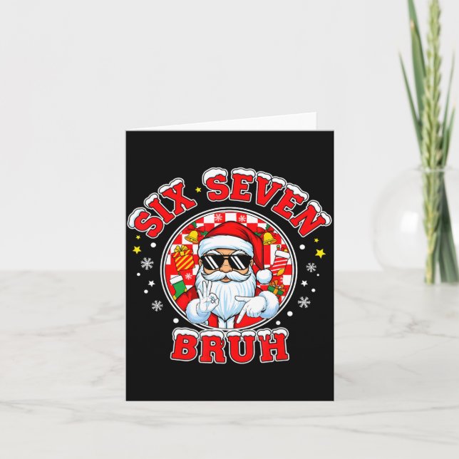Funny 67 Six Seven Christmas Bruh Santa Kids Boys  Card (Front)
