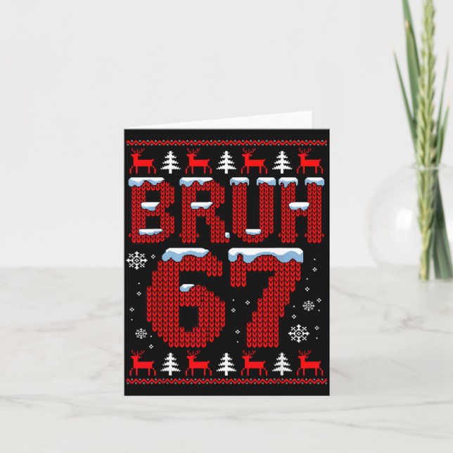 Funny 67 Six Seven Christmas Bruh Santa Kids Boys  Card (Front)