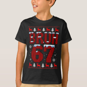 Funny 67 Six Seven Christmas Bruh Santa Kids Boys  T-Shirt