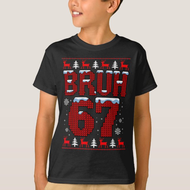 Funny 67 Six Seven Christmas Bruh Santa Kids Boys  T-Shirt (Front)