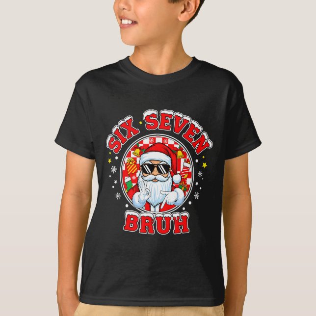 Funny 67 Six Seven Christmas Bruh Santa Kids Boys  T-Shirt (Front)