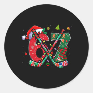 Funny 67 Six Seven Christmas Ice Hockey Classic Round Sticker