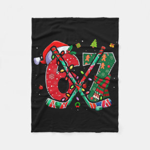Funny 67 Six Seven Christmas Ice Hockey  Fleece Blanket